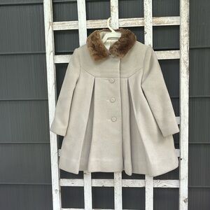 Vintage SJ Buchman Wool Lined Girls Coat Faux Fur Collar Size 4